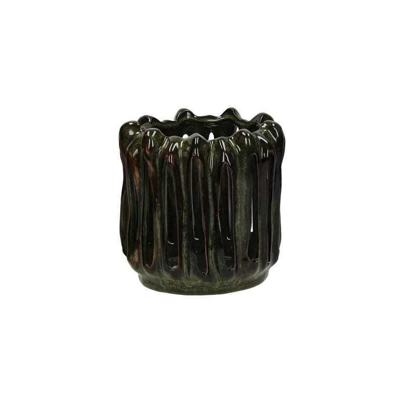 ERA TEA LIGHT HOLDER STONEWARE DARK GREEN - CANDLE HOLDERS, CANDLES ERA TEA LIGHT HOLDER STONEWARE DARK GREEN - CANDLE HOLDERS, CANDLES